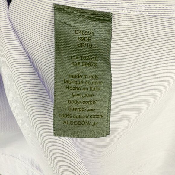 JOHN VARVATOS Slim Fit Cotton Pinstripe Button Down Lavender Dress Shirt Size M - Picture 5 of 7